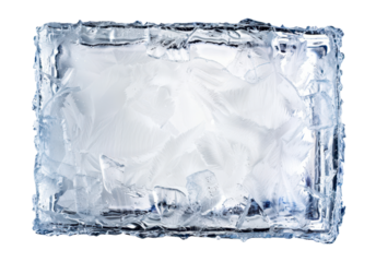ice cube frame rectangular shape isolated on white or transparent png