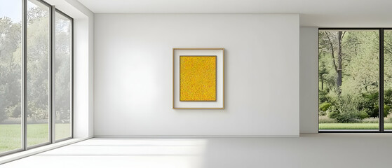 Yellow Abstract Painting In Modern Gallery