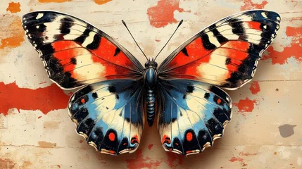 Photo sur Plexiglas Colorful butterfly wings, textured background, art print, design element