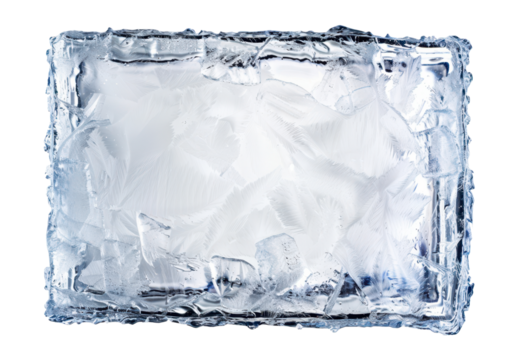 ice cube frame rectangular shape isolated on white or transparent png
