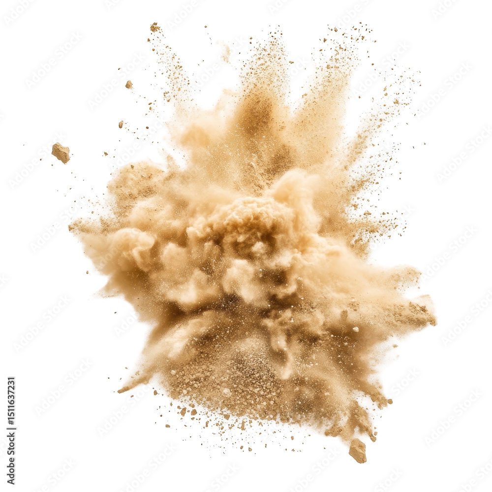 Aufkleber Dust explosion creates a cloud of fine sand in an artistic display during a controlled environment experiment