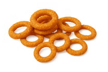 Onion rings forming a delicious pile on transparent background