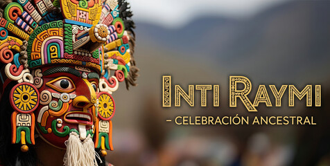 Traditional Andean celebration with vibrant masks and attire honoring the Sun God during Inti Raymi