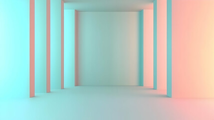 Fototapeta premium Abstract Pastel Neon Studio Interior
