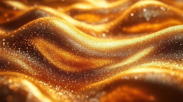 Golden textured waves, abstract background, sparkling