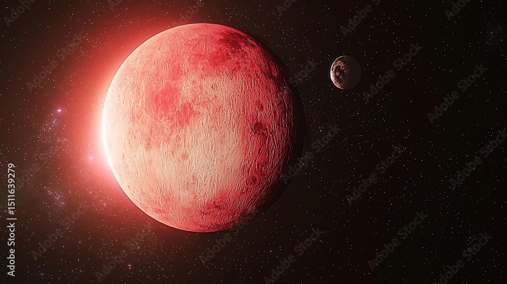 Aufkleber celestial event viewing a distant red planet with earth in the background space digital art cosmic p