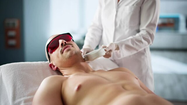 Men Face Treatment Using Medical Laser