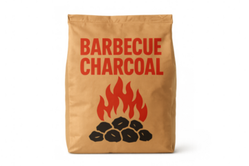 Barbecue charcoal bag burning with transparent background