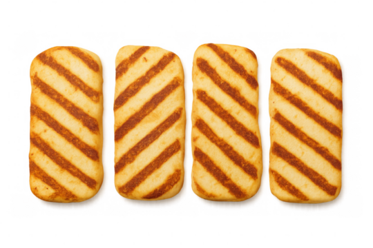 Four grilled rectangular cookies isolated on transparent background - Powered by Adobe