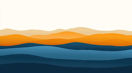 Abstract layered mountains and water