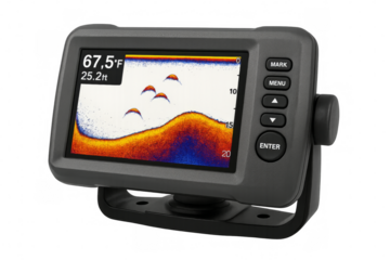 Fish finder showing fish on transparent background