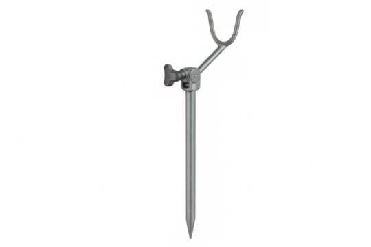 Metal fishing rod holder on transparent background