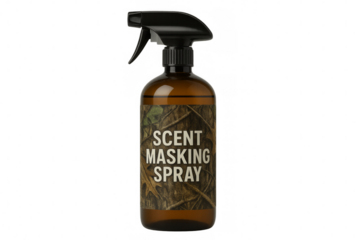 Scent masking spray bottle on transparent background for hunters