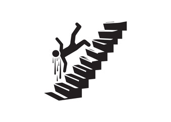 Falling Down Stairs Silhouette Vector
