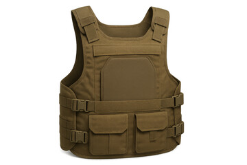 Modern tactical bulletproof vest ensuring protection on transparent background