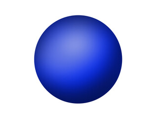 Blue 3D circle with a glossy surface. Illustration or transparent background object drawn with a tablet, used as a component of various designs.