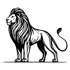 Sketch Lion atop Rock Logo – Simple Line Art Jungle Icon