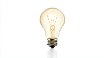 Vintage incandescent lightbulb standing upright on white background
