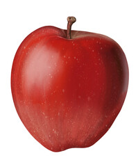 shiny red apple with smooth surface and small stem on top, symbolizing freshness and health