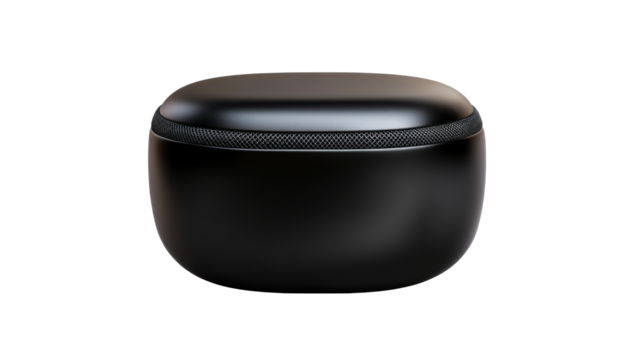 Modern hard shell black case for accessories, cut out transparent