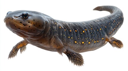 Obraz premium Aquatic Salamander, Studio Shot, White Background, Educational Use