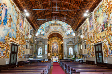 Exquisite Interior of the Igreja Matriz de Santa Maria de Válega. Aveiro, Portugal