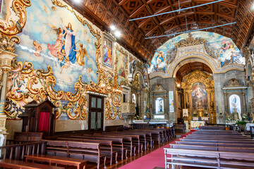 Exquisite Interior of the Igreja Matriz de Santa Maria de Válega. Aveiro, Portugal