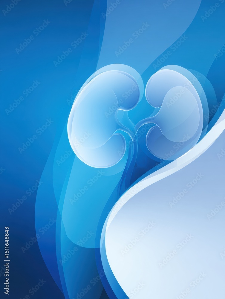 Poster kidney graphic over blue gradient background with space for slogan, featuring a clean and modern des