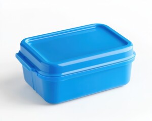 Child Lunch Box. Closeup of Blue Lunch Box on White Background