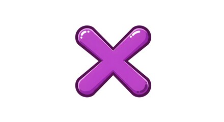 Obraz premium A glossy purple x shape with rounded edges on a plain white background design element
