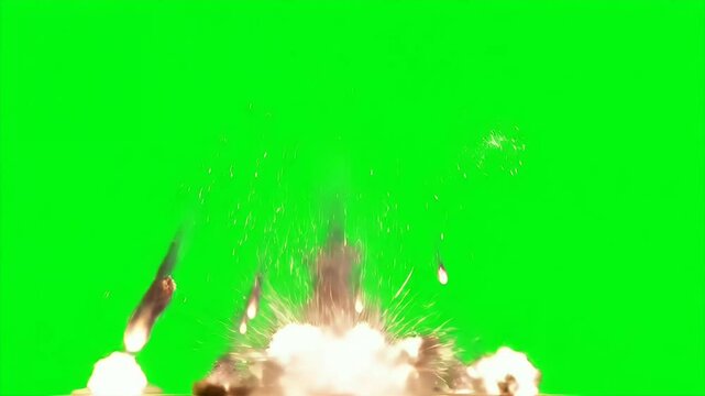 Ground Impact Sparks and Debris Burst on Green Screen FX