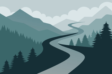 winter landscape with mountains