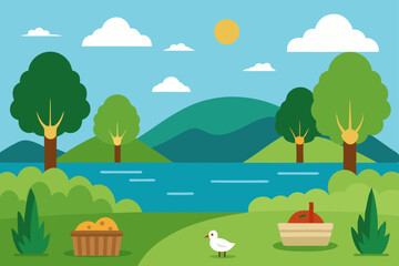 landscape with trees and mountains