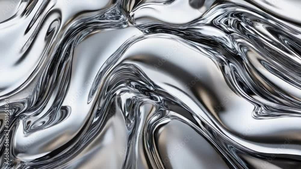Poster abstract fluid metallic: a mesmerizing image of flowing, liquid metal, reflecting light and creating