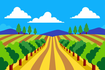 Obraz premium landscape with trees and hills