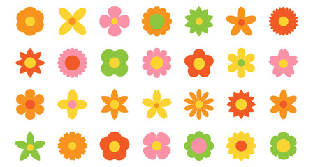 Colorful Flower Icons – Cute Decorative Set