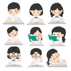 Happy Children Learning with Book Set