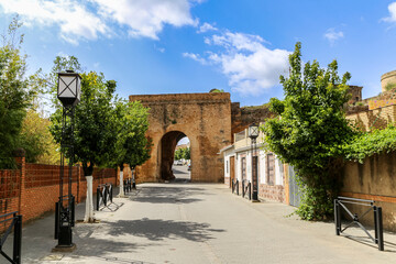 12th-century Seville Gate in Niebla Castle, Andalusia, Spain