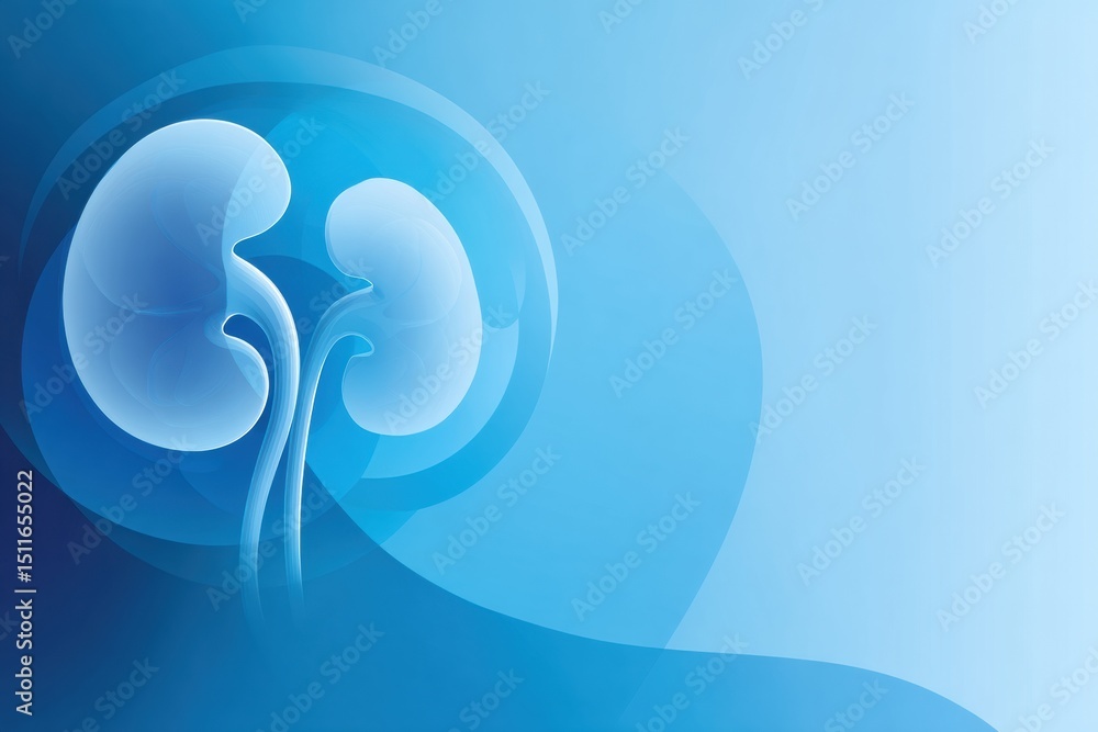 Poster Clean Graphic of a Kidney Design on a Blue Gradient Background With Space for Text in the Upper Portion