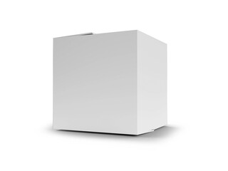 3D Illustration of Blank White Box Mockup Scene on Isolated Background