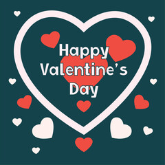 Happy Valentine’s Day Greeting with Heart Shapes in Flat Style