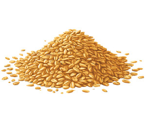 Obraz premium Light Golden Oats Grains Pile Isolated on Transparent Background, PNG