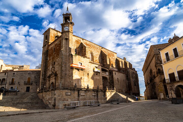 Historic 14th-Century Gothic-Renaissance Church of San Martín in Trujillo's Plaza Mayor, Spain