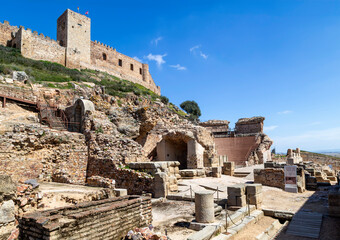 Ancient Roman Theater and Medieval Castle in Medellín, Spain