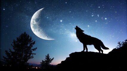wolf howling at the moon