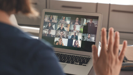 Working and talking on the computer with video calling