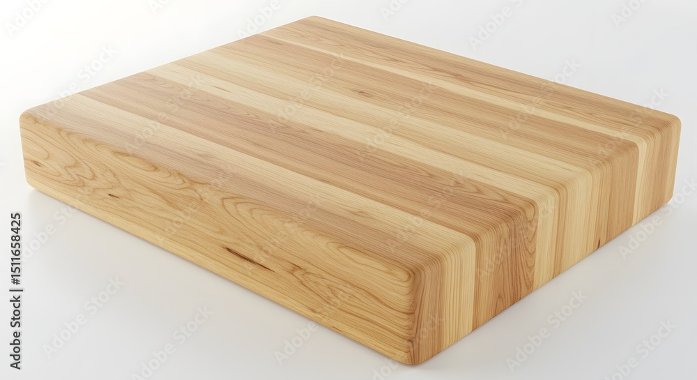 Poster a close up of a wooden block with light grain patterns on a white background surface