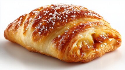 Freshly baked apple turnover on plain bright white background no shadows, high detail pastry photography