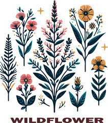 Wildflowers Bundle logo icon vector .