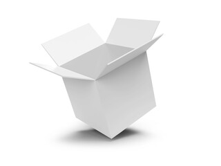 3D Illustration of Blank Opened White Box Mockup Scene on Isolated Background